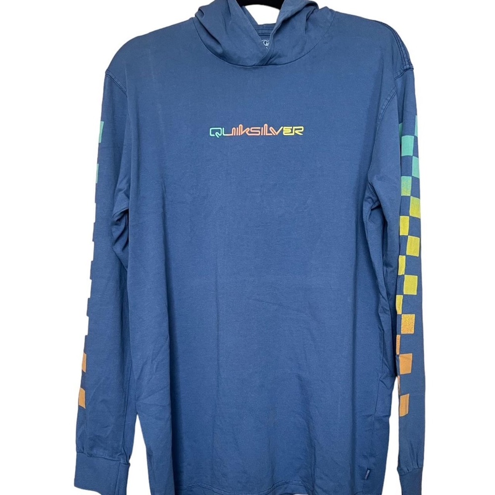 Quiksilver navy long sleeve logo graphic tshirt with hood